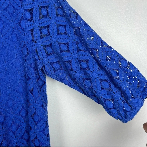 Everly Blue Lace Mod Shirt Dress Woman's Size Small - Picture 5 of 9